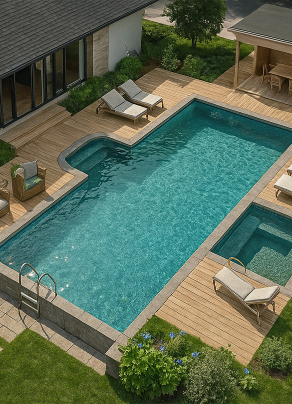 Vinyl and fiberglass pool design illustration